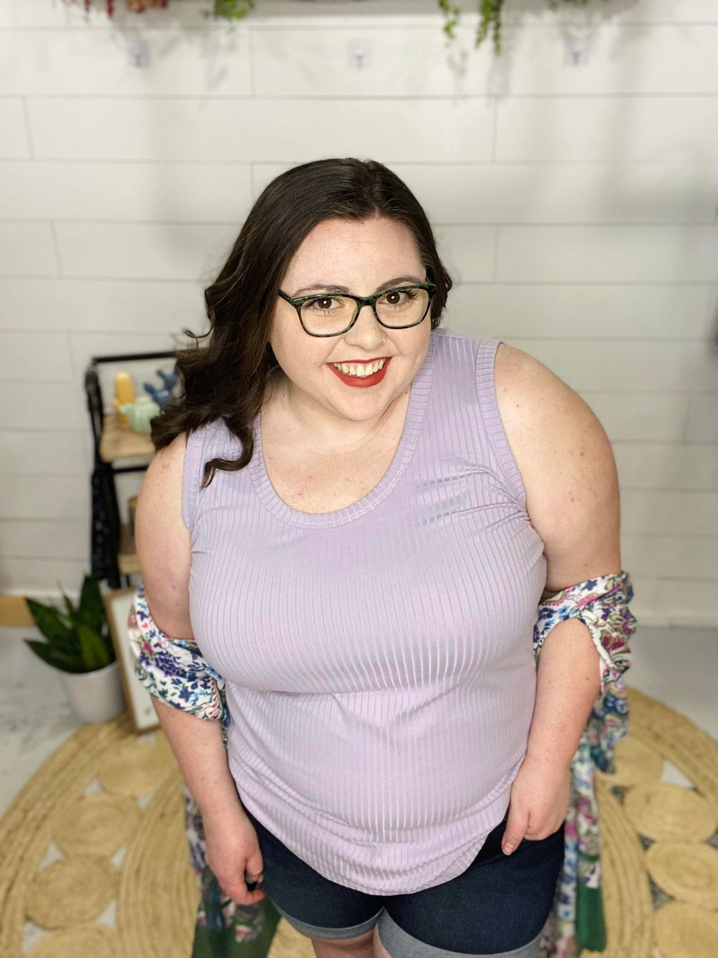 Chloe Ribbed Tank Top - Vintage Lavender