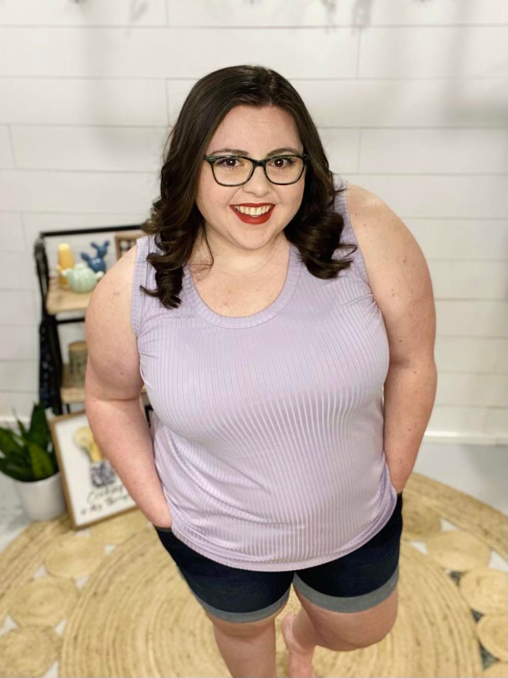 Chloe Ribbed Tank Top - Vintage Lavender