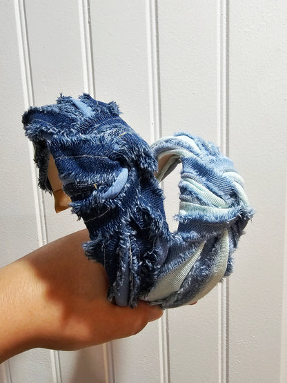 [PREORDER] Distressed Denim Knot Headbands