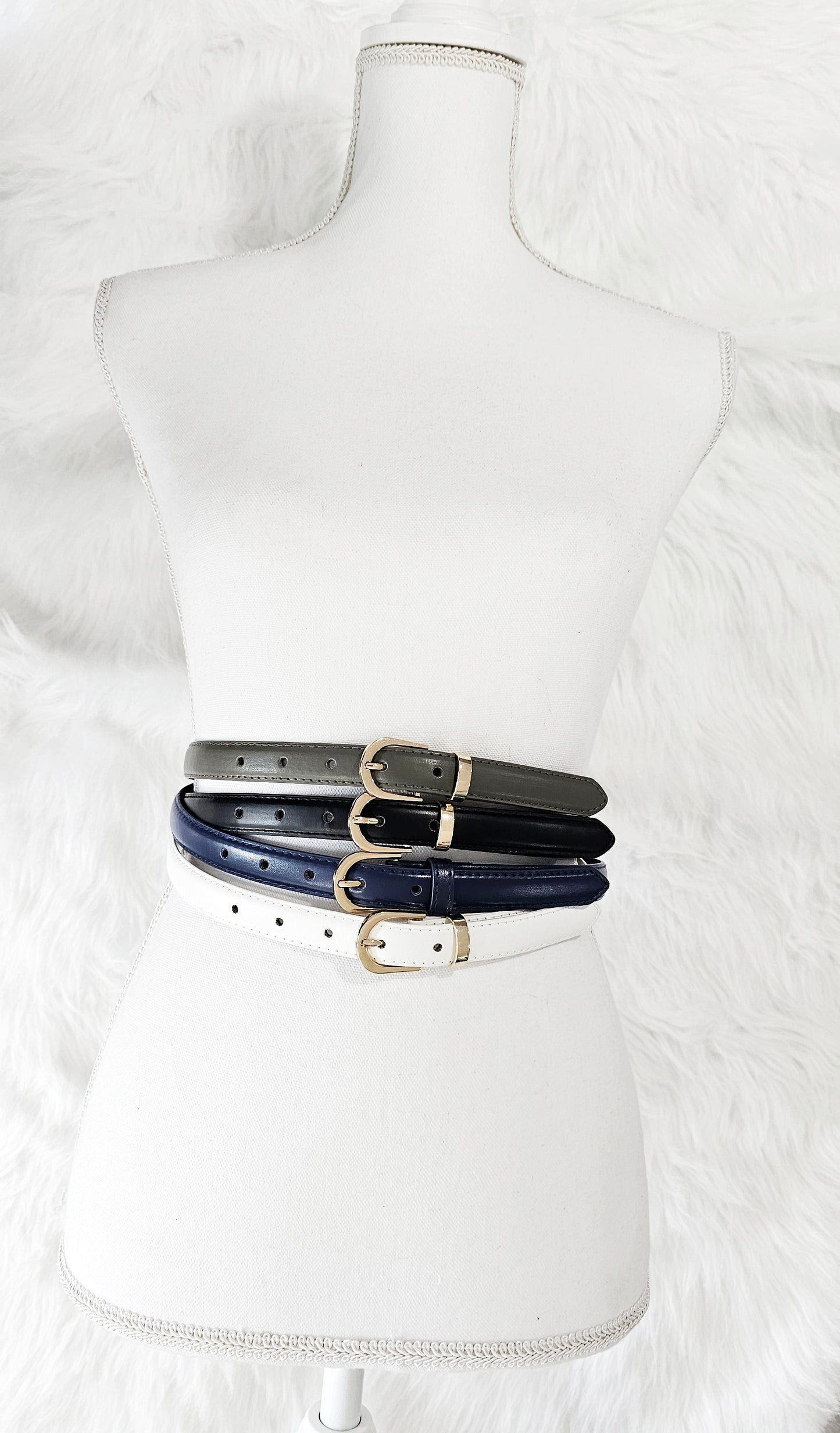 [PREORDER] 91001 PU Skinny Belts with Gold Trims