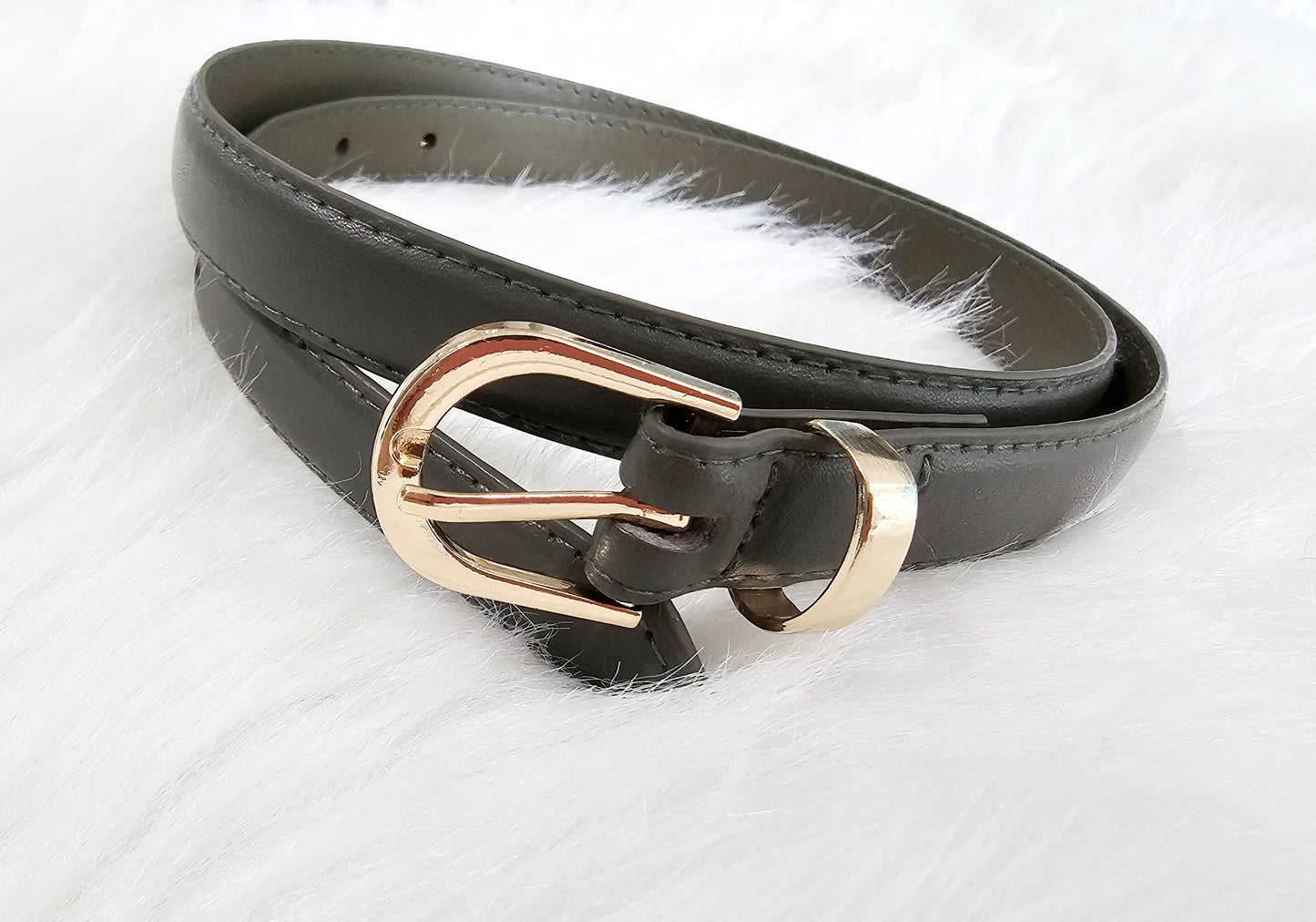 [PREORDER] 91001 PU Skinny Belts with Gold Trims