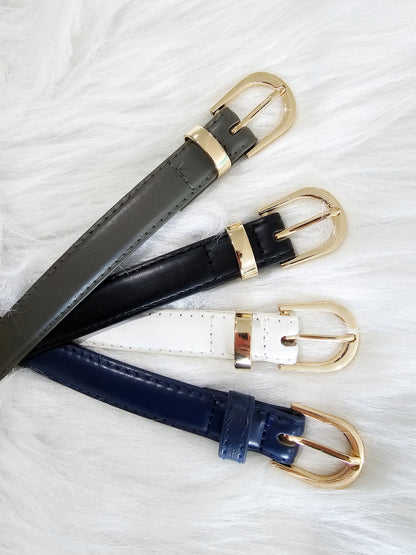 [PREORDER] 91001 PU Skinny Belts with Gold Trims