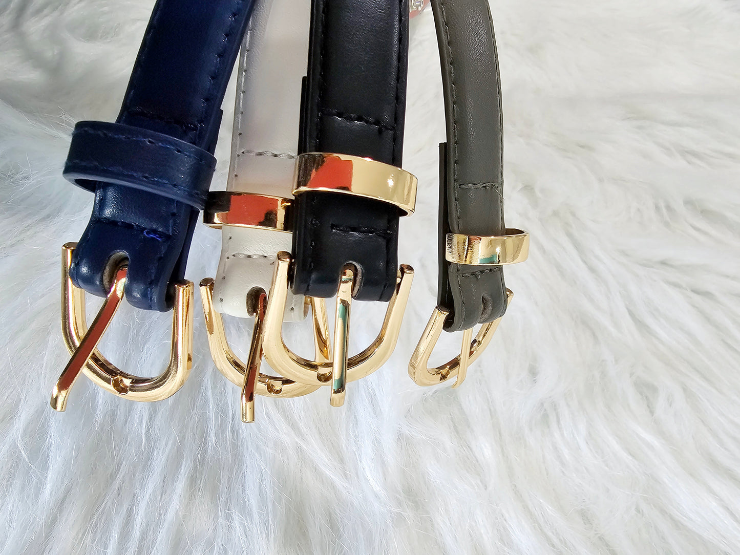 [PREORDER] 91001 PU Skinny Belts with Gold Trims