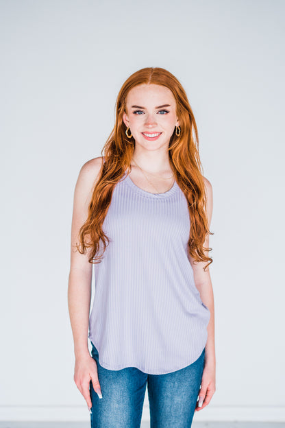 Chloe Ribbed Tank Top - Vintage Lavender