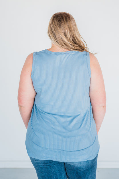 Chloe Ribbed Tank Top - Chambray