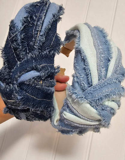 [PREORDER] Distressed Denim Knot Headbands