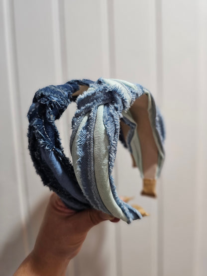 [PREORDER] Distressed Denim Knot Headbands